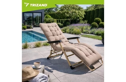 Skladacie záhradné ležadlo 3 v1 s vankúšom - béžové