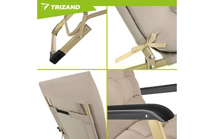 Skladacie záhradné ležadlo 3 v1 s vankúšom - béžové