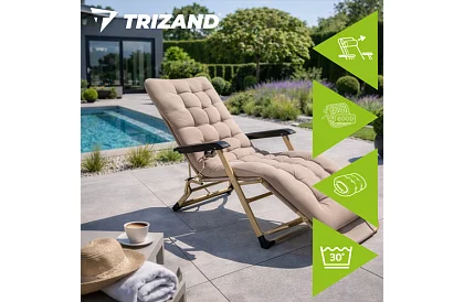 Skladacie záhradné ležadlo 3 v1 s vankúšom - béžové