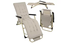 Skladacie záhradné ležadlo 3 v1 s vankúšom - béžové