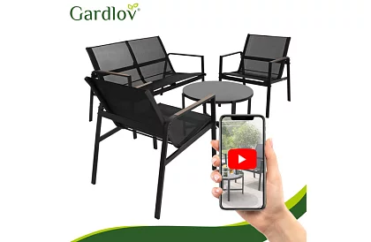 Záhradný nábytok MORENO – stôl + 2 stoličky + pohovka