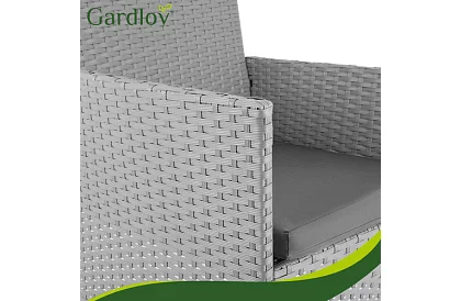 Záhradná sada nábytku – stôl, pohovka, 2 stoličky – šedá