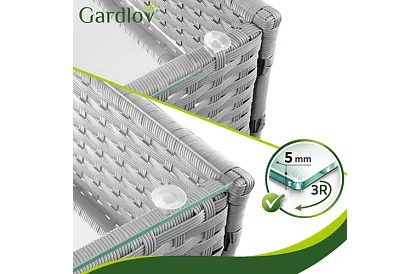 Záhradná sada nábytku – stôl, pohovka, 2 stoličky – šedá