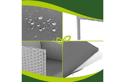 Záhradná sada nábytku – stôl, pohovka, 2 stoličky – šedá