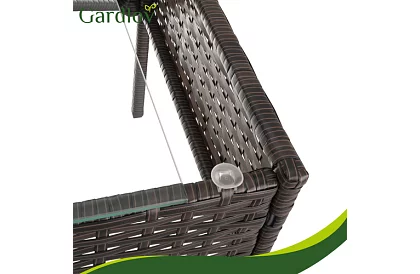 Záhradná sada nábytku – stôl, pohovka, 2 stoličky – hnedá