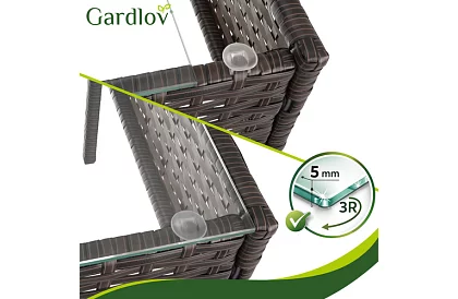 Záhradná sada nábytku – stôl, pohovka, 2 stoličky – hnedá