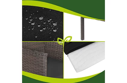 Záhradná sada nábytku – stôl, pohovka, 2 stoličky – hnedá