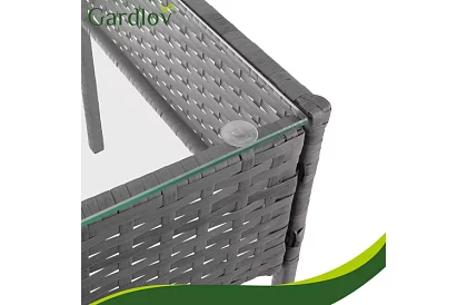 Záhradná sada nábytku – stôl, pohovka, 2 stoličky – tmavo šedá