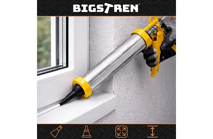 Vytláčacia pištoľ na tmel 600 ml + 5 trysiek + 5 špachtlí