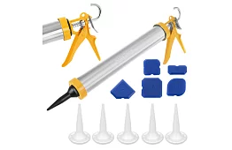 Vytláčacia pištoľ na tmel 600 ml + 5 trysiek + 5 špachtlí