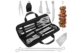 Grilovacie náradie z nehrdzavejúcej ocele - 9-dielna sada