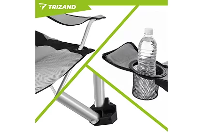 Skladacie rybárske kreslo s podrúčkami - šedočierne