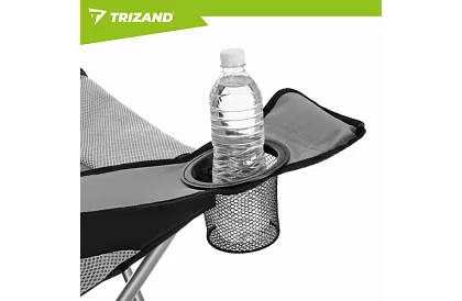 Skladacie rybárske kreslo s podrúčkami - šedočierne