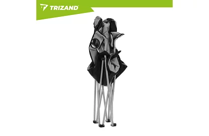 Skladacie rybárske kreslo s podrúčkami - šedočierne