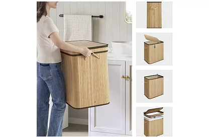 Bambusový kôš na prádlo – dvojkomorový 100 L