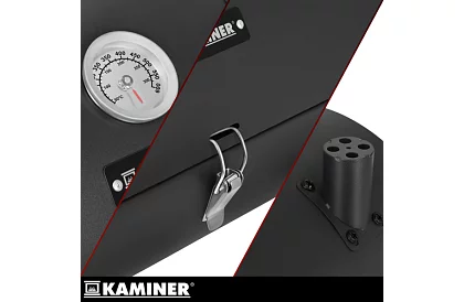 Kempingový gril na drevené uhlie – 2 rošty, teplomer