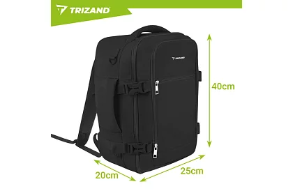 Cestovný batoh 2 v 1 – príručná batožina do lietadla 40 × 20 × 25 cm – čierny