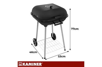 Záhradný gril na drevené uhlie 53 x 77 x 46cm – prenosný na kolieskach