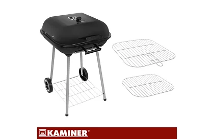 Záhradný gril na drevené uhlie 53 x 77 x 46cm – prenosný na kolieskach