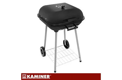 Záhradný gril na drevené uhlie 53 x 77 x 46cm – prenosný na kolieskach