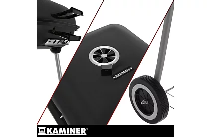 Záhradný gril na drevené uhlie 53 x 77 x 46cm – prenosný na kolieskach