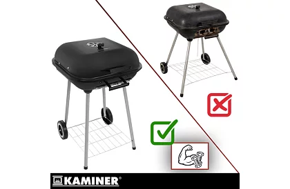 Záhradný gril na drevené uhlie 53 x 77 x 46cm – prenosný na kolieskach