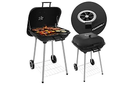 Záhradný gril na drevené uhlie 53 x 77 x 46cm – prenosný na kolieskach