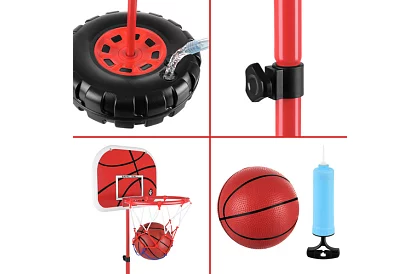 Detský nastaviteľný basketbalový kôš s doskou + loptou