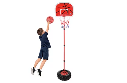 Detský nastaviteľný basketbalový kôš s doskou + loptou