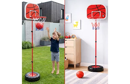Detský nastaviteľný basketbalový kôš s doskou + loptou