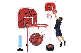 Detský nastaviteľný basketbalový kôš s doskou + loptou