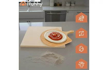 Pečiaci kordieritový kameň na pizzu s bambusovou lopatkou