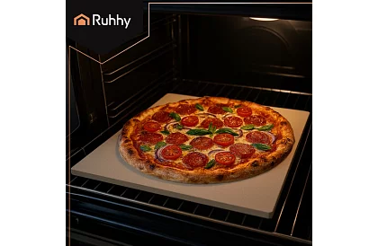 Pečiaci kordieritový kameň na pizzu s bambusovou lopatkou