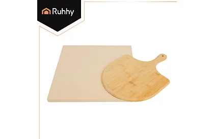 Pečiaci kordieritový kameň na pizzu s bambusovou lopatkou