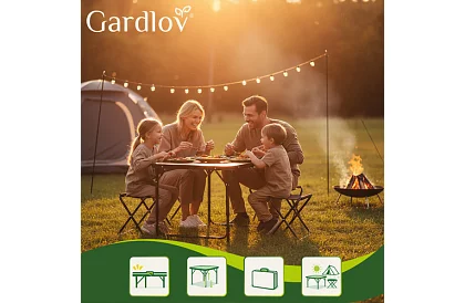 Skladací kempingový stôl 120 × 60 cm + 4 stoličky