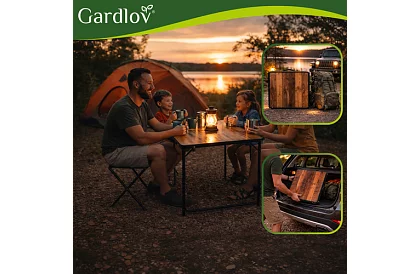 Skladací kempingový stôl 120 × 60 cm + 4 stoličky