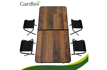 Skladací kempingový stôl 120 × 60 cm + 4 stoličky