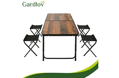 Skladací kempingový stôl 120 × 60 cm + 4 stoličky