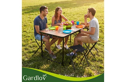Skladací kempingový stôl 120 × 60 cm + 4 stoličky