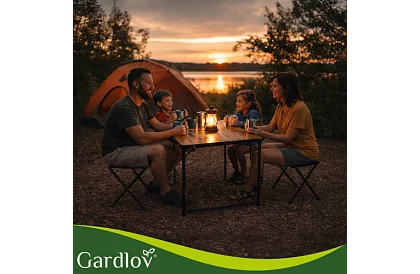 Skladací kempingový stôl 120 × 60 cm + 4 stoličky