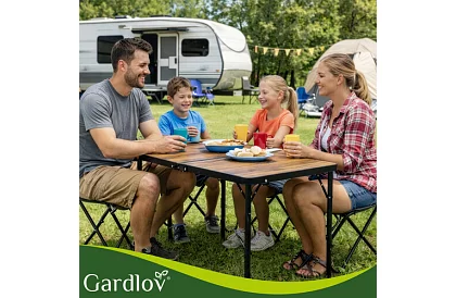 Skladací kempingový stôl 120 × 60 cm + 4 stoličky