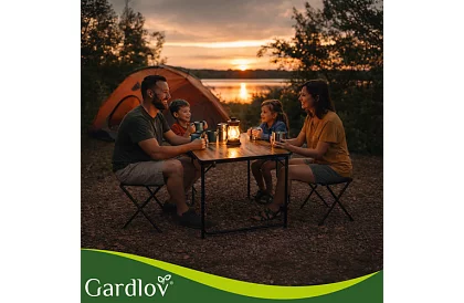 Skladací kempingový stôl 120 × 60 cm + 4 stoličky