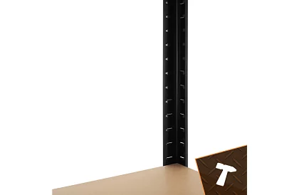 Skladový čierny regál – 5 políc, 220 × 100 × 45 cm