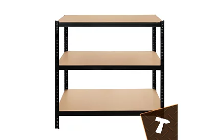 Skladový čierny regál – 5 políc, 220 × 100 × 45 cm