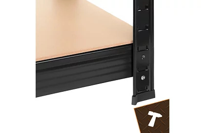 Skladový čierny regál – 5 políc, 220 × 100 × 45 cm