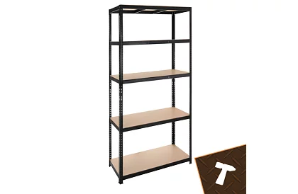 Skladový čierny regál – 5 políc, 220 × 100 × 45 cm