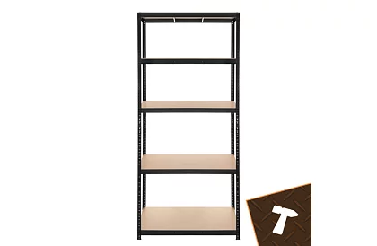 Skladový čierny regál – 5 políc, 220 × 100 × 45 cm