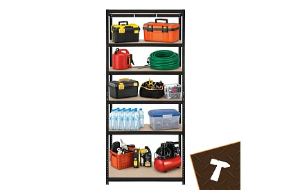 Skladový čierny regál – 5 políc, 220 × 100 × 45 cm