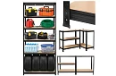Skladový čierny regál – 5 políc, 220 × 100 × 45 cm