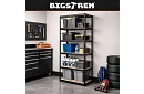Skladový čierny regál – 5 políc, 220 × 100 × 45 cm